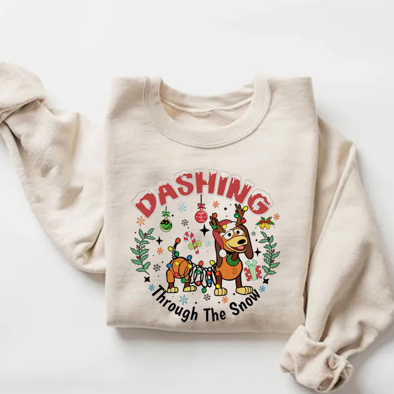 Dashing through The Snow Slink Dog Christmas Sweatshirt