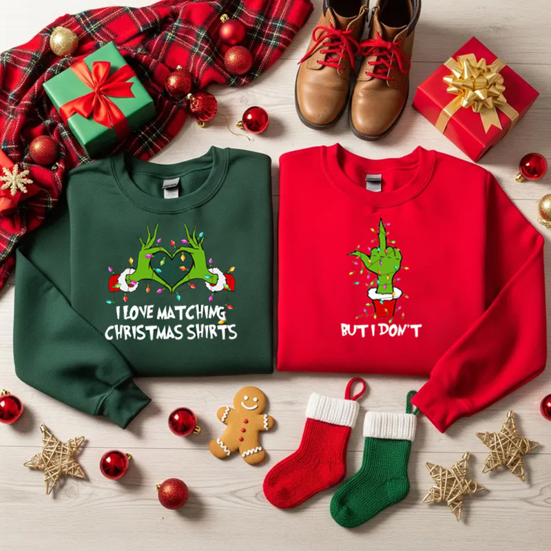 Merry & Christmas Couple Matching Sweatshirt