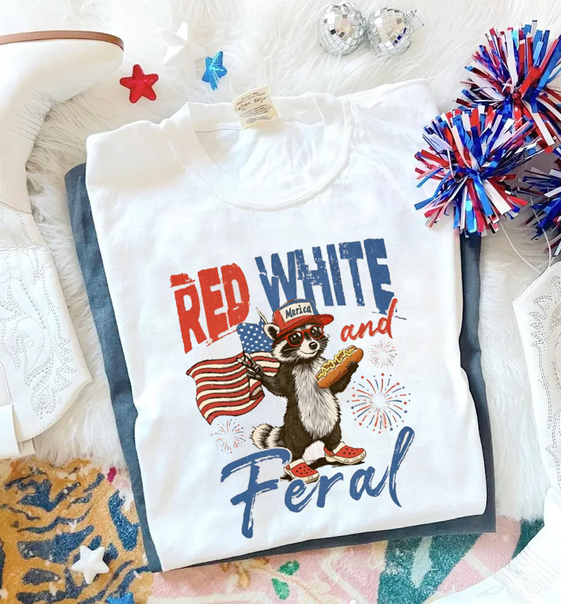 Red White and Feral Comfort Colors T-shirt