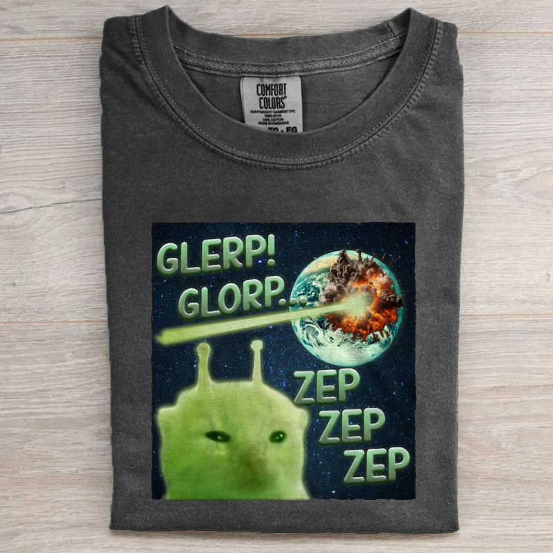 Glerp Glorp Funny Alien Cat Cat Meme T-shirt