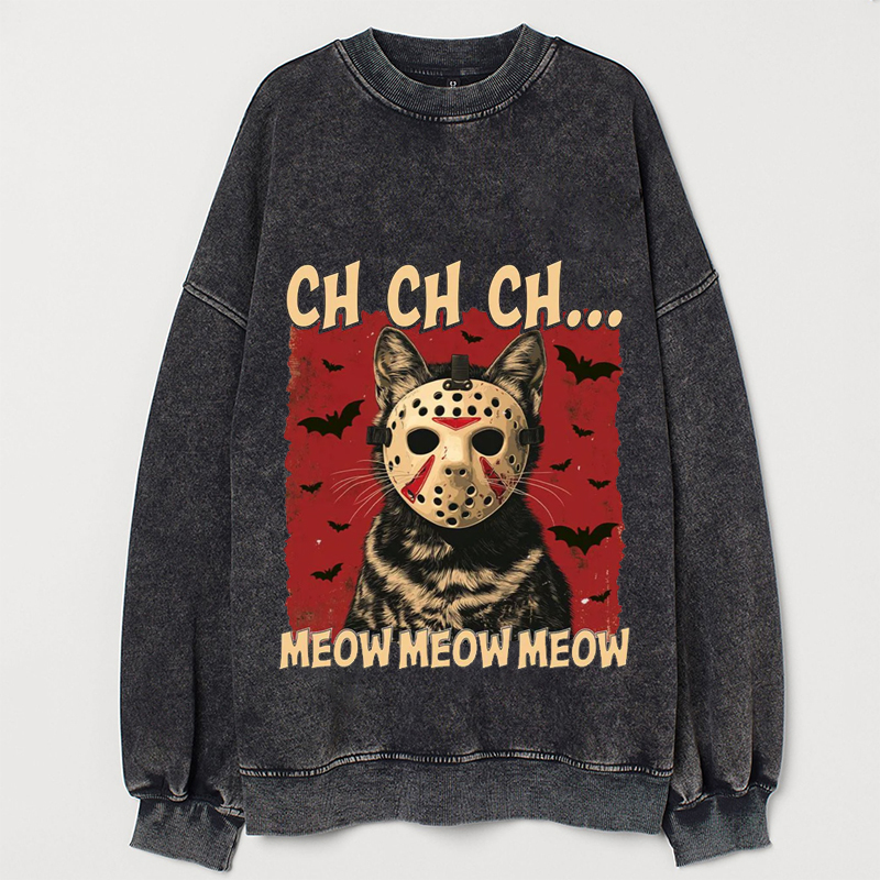 Halloween Retro Mask Black Cat Sweatshirt