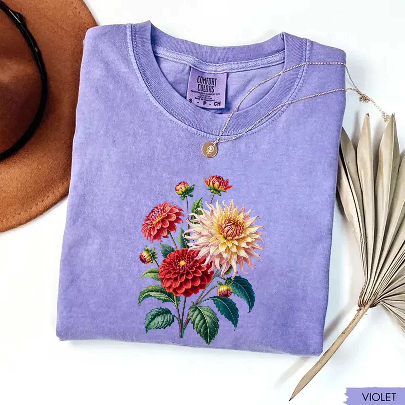 Vintage Dahlia Flower T-shirt