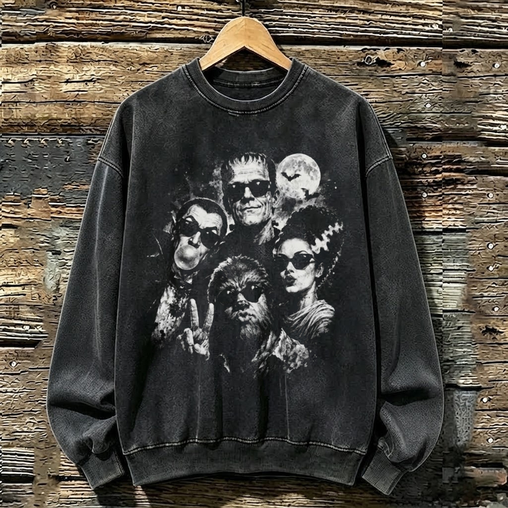 Retro Halloween Monster Selfie Sweatshirt