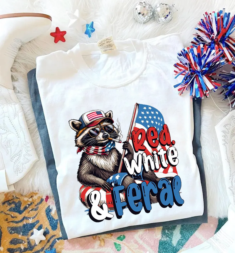 Red White And Feral T-shirt