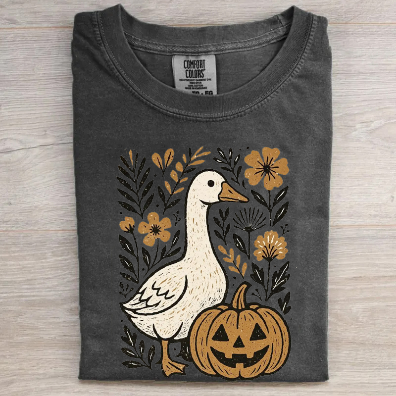 Halloween Flowers Silly Goose Pumpkin T-shirt