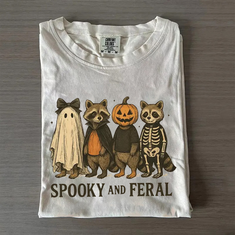Halloween Retro Weird Wild Raccoon T-Shirt