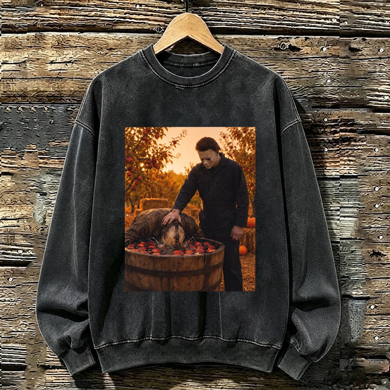 intage Apple Bobbing Horror Halloween Sweatshirt