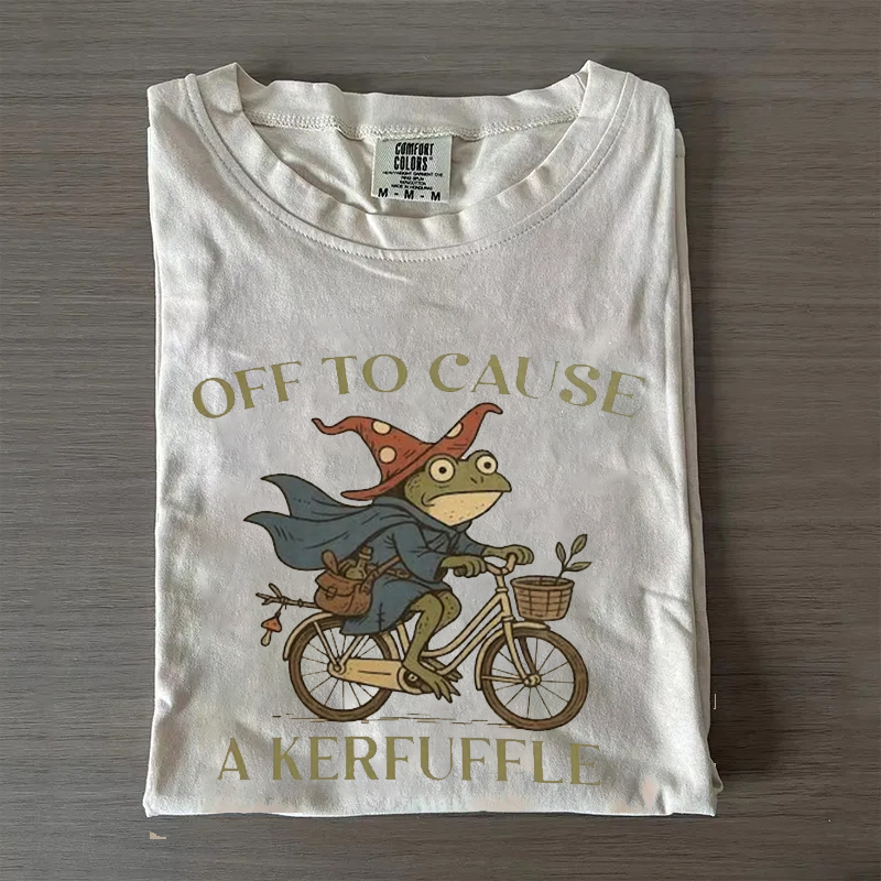 Off to Cause a Kerfuffle Frog T-shirt