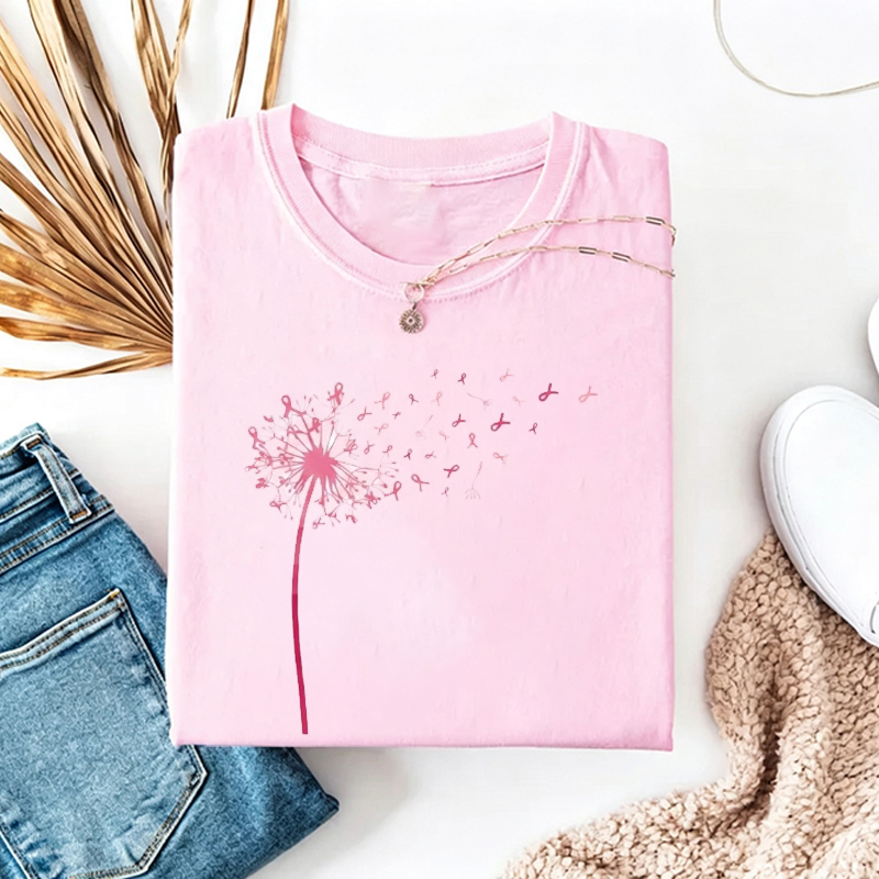 Pink Dandelion Breast Cancer T-shirt