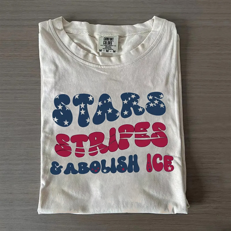 Stars Stripes and Abolish ICE T-shirt