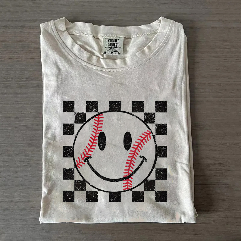 Retro Baseball Smiley Face T-shirt