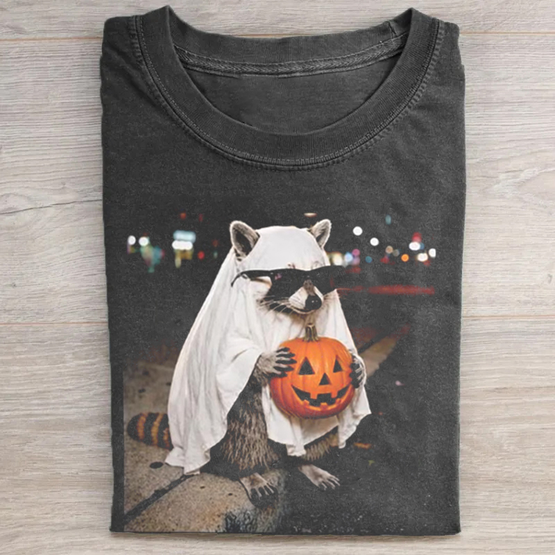 Raccoon Ghost Halloween T-shirt