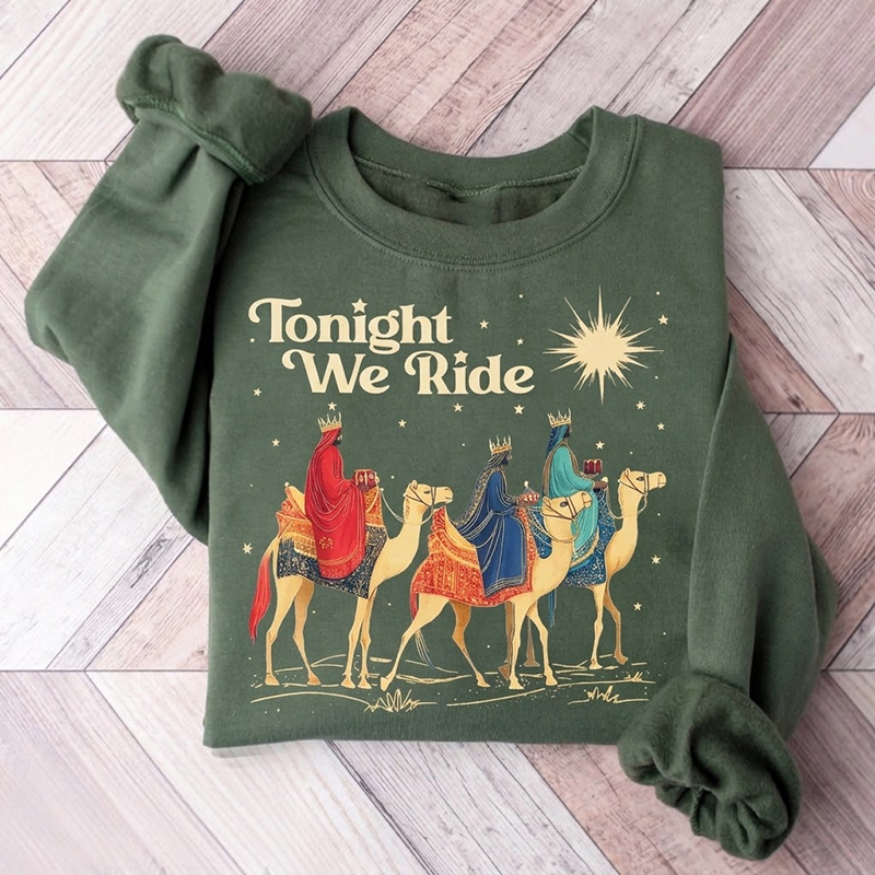 Retro Tonight We Ride Christmas Christian Quote Sweatshirt