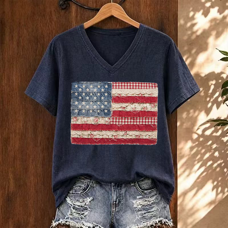1776 2026 Land Of The Free Patriotic V-neck T-shirt