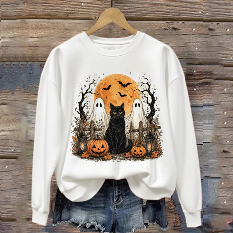 Black Cat Halloween Fall Sweatshirt