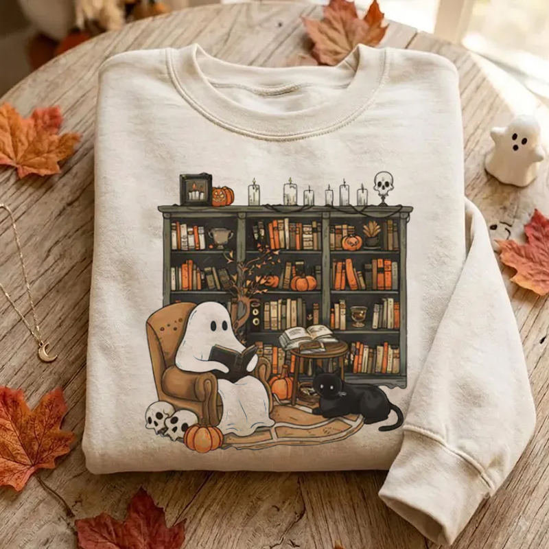 Retro Ghost Reading Sweatshirt