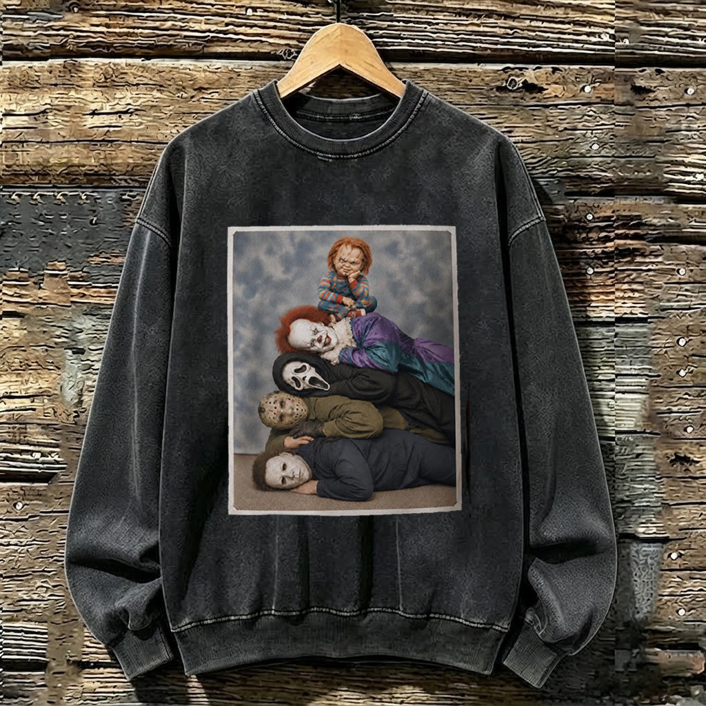 Awkward Family Portrait Gift Retro Slasher Movie Sweatshirt