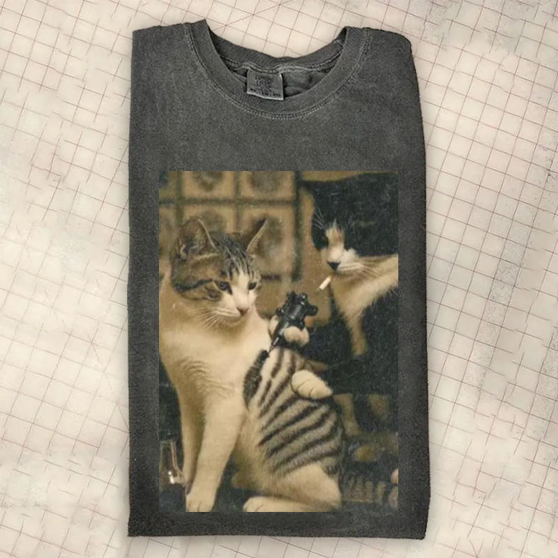 Funny Tattoo Cat Meme T-shirt
