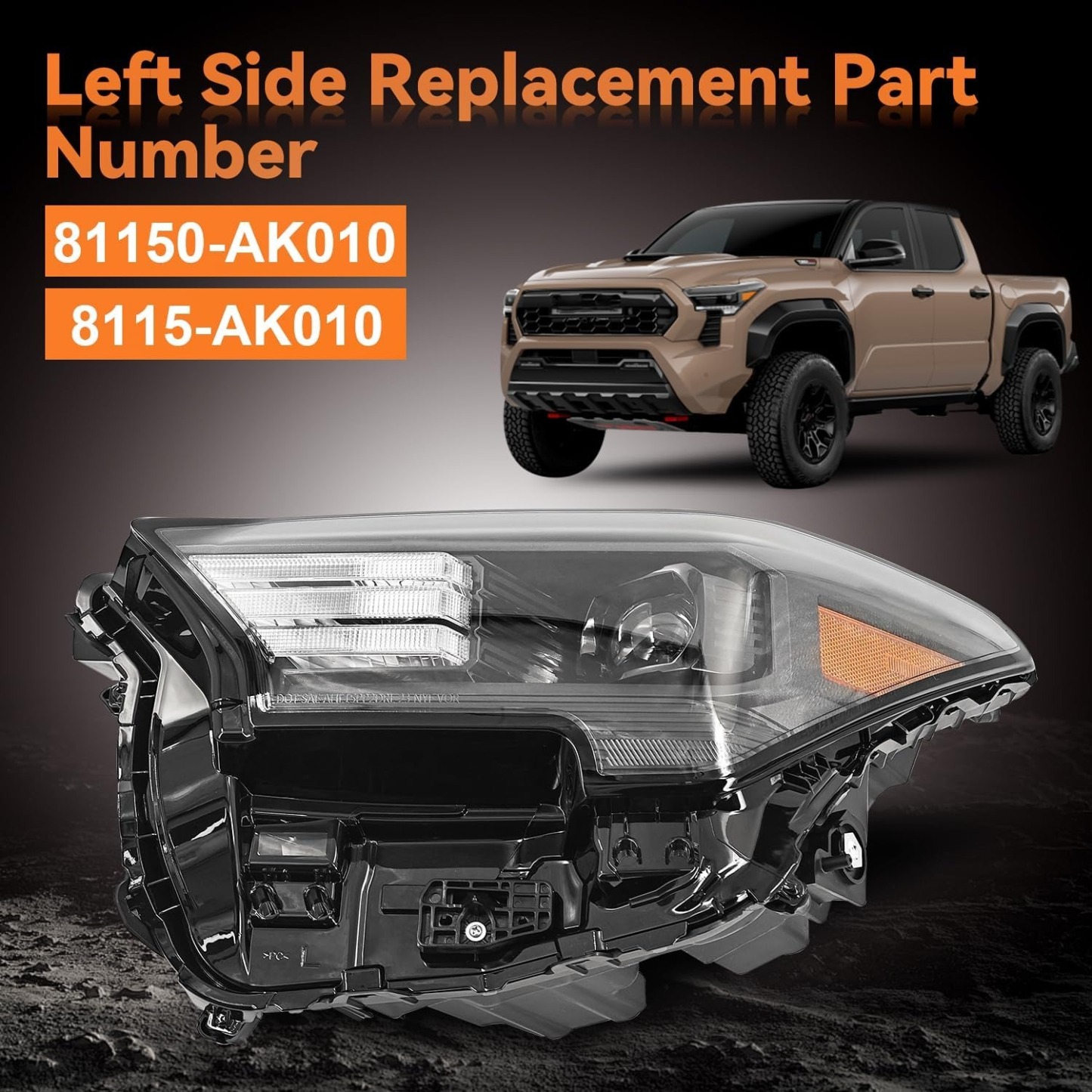 Left Driver Side Led Lamp Headlight Assembly For 2024-2025 Toyota Tacoma TRD