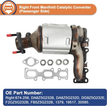 Front Left and Right Catalytic Converter Replacement For 2013-2019 Explorer, Flex, Taurus, MKS, MKZ, MKT 1379 (EPA Compliant)