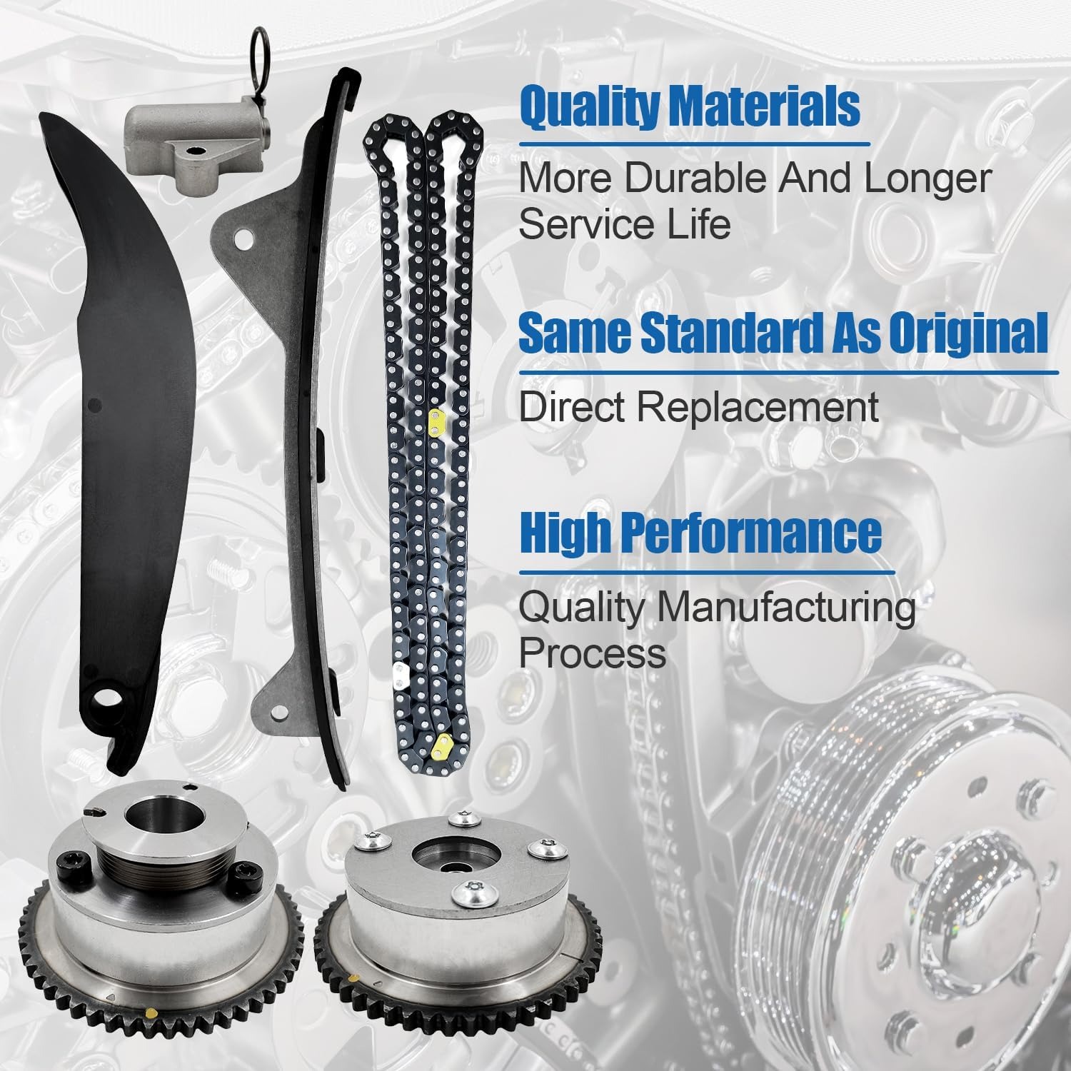 Timing Chain Kit with 2PCS Intake & Exhaust VVT Gear Sprocket Compatible With 2017-2020 Kia Forte 