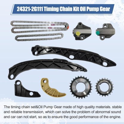 24321-2G111 Timing Chain Kit Oil Pump Gear with 2PCS VVT Gear Sprocket Fit for 2010-2014 Hyundai Sonata