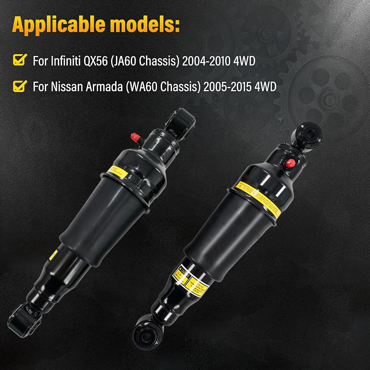 Pair Rear Air Shock Absorber Struts Replacement for Nissan Armada & Infiniti QX56 56200-ZV60A 