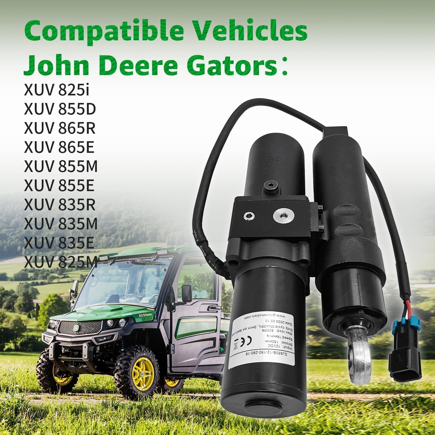 12V Cargo Box Power Lift Actuator Kit w/Switch & Relays for John Deere Gator Gators XUV 825i 855D 865R 865E 855M 855E 835R 835M 835E 825M