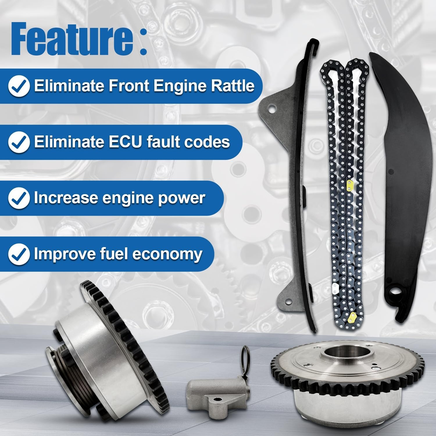 Timing Chain Kit with 2PCS Intake & Exhaust VVT Gear Sprocket Compatible With 2017-2020 Kia Forte 