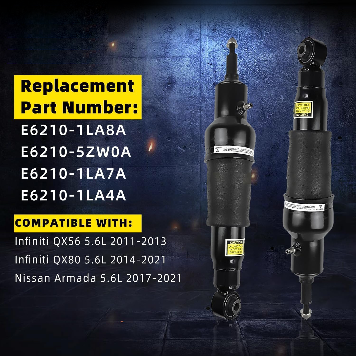 E6210-1LA8A 2 PCS Rear Air Shock Absorber Compatible with Infiniti QX56 2011-2013,QX80 2014-2021
