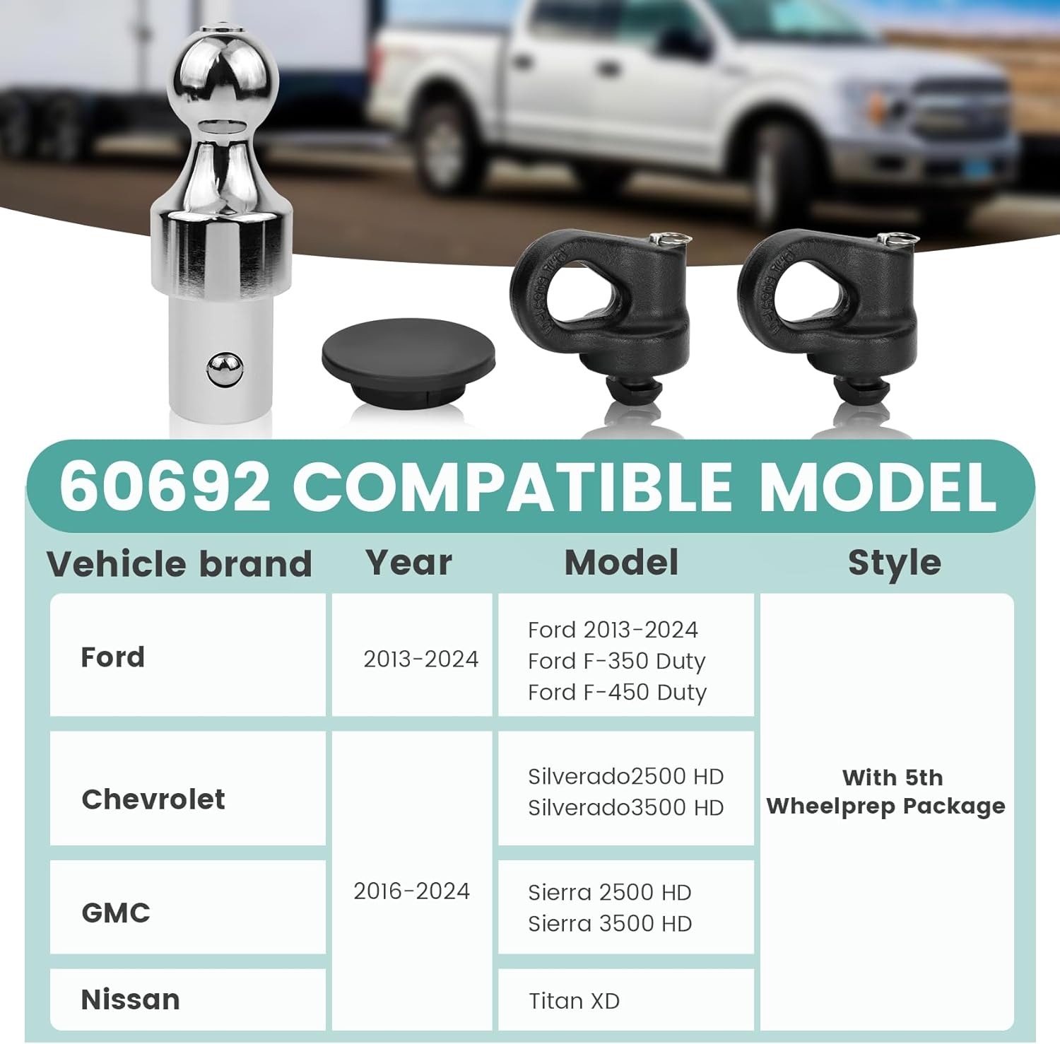 60692 Gooseneck Ball Hitch Kit for Ford F250 F350 F450  2013-2024