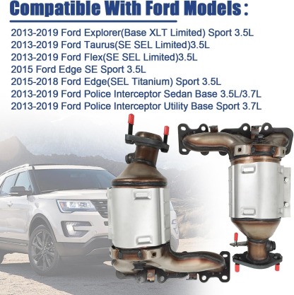 Front Left and Right Catalytic Converter Replacement For 2013-2019 Explorer, Flex, Taurus, MKS, MKZ, MKT 1379 (EPA Compliant)