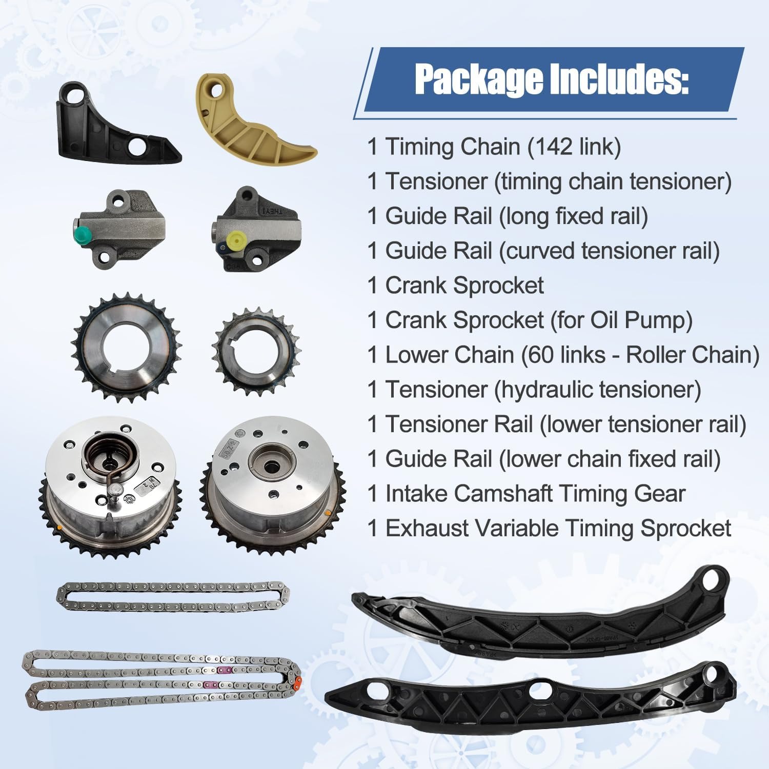 24321-2G111 Timing Chain Kit Oil Pump Gear with 2PCS VVT Gear Sprocket Fit for 2010-2014 Hyundai Sonata