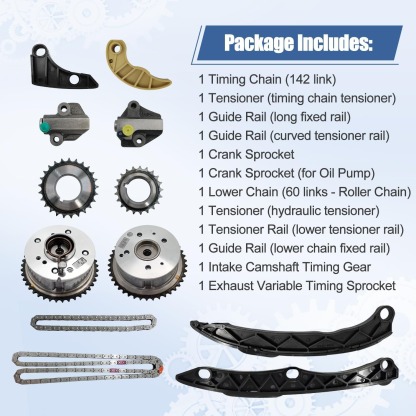 24321-2G111 Timing Chain Kit Oil Pump Gear with 2PCS VVT Gear Sprocket Fit for 2010-2014 Hyundai Sonata