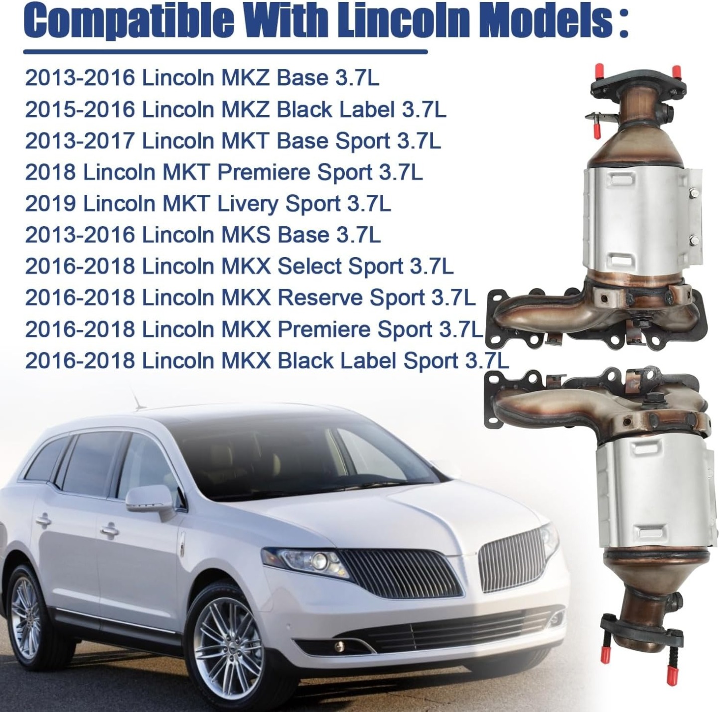 Front Left and Right Catalytic Converter Replacement For 2013-2019 Explorer, Flex, Taurus, MKS, MKZ, MKT 1379 (EPA Compliant)