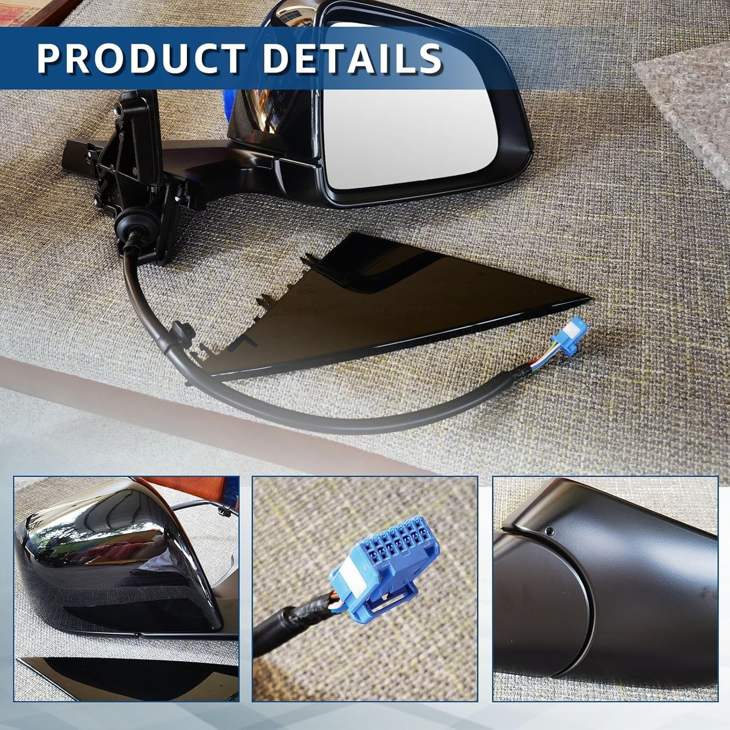 Black Right Driver Side Exterior View Mirror Compatible with Tesla Model Y 2020-2023 with Anti-Glare