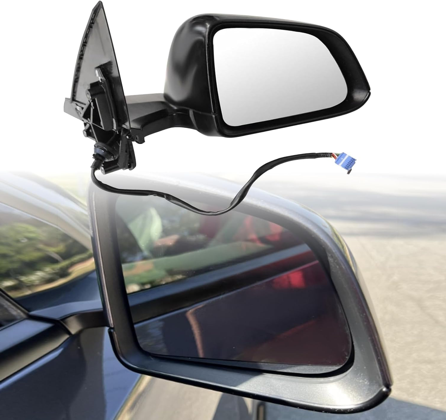 Black Right Passenger Side Exterior View Mirror Compatible with Tesla Model Y 2020-2023 with Anti-Glare