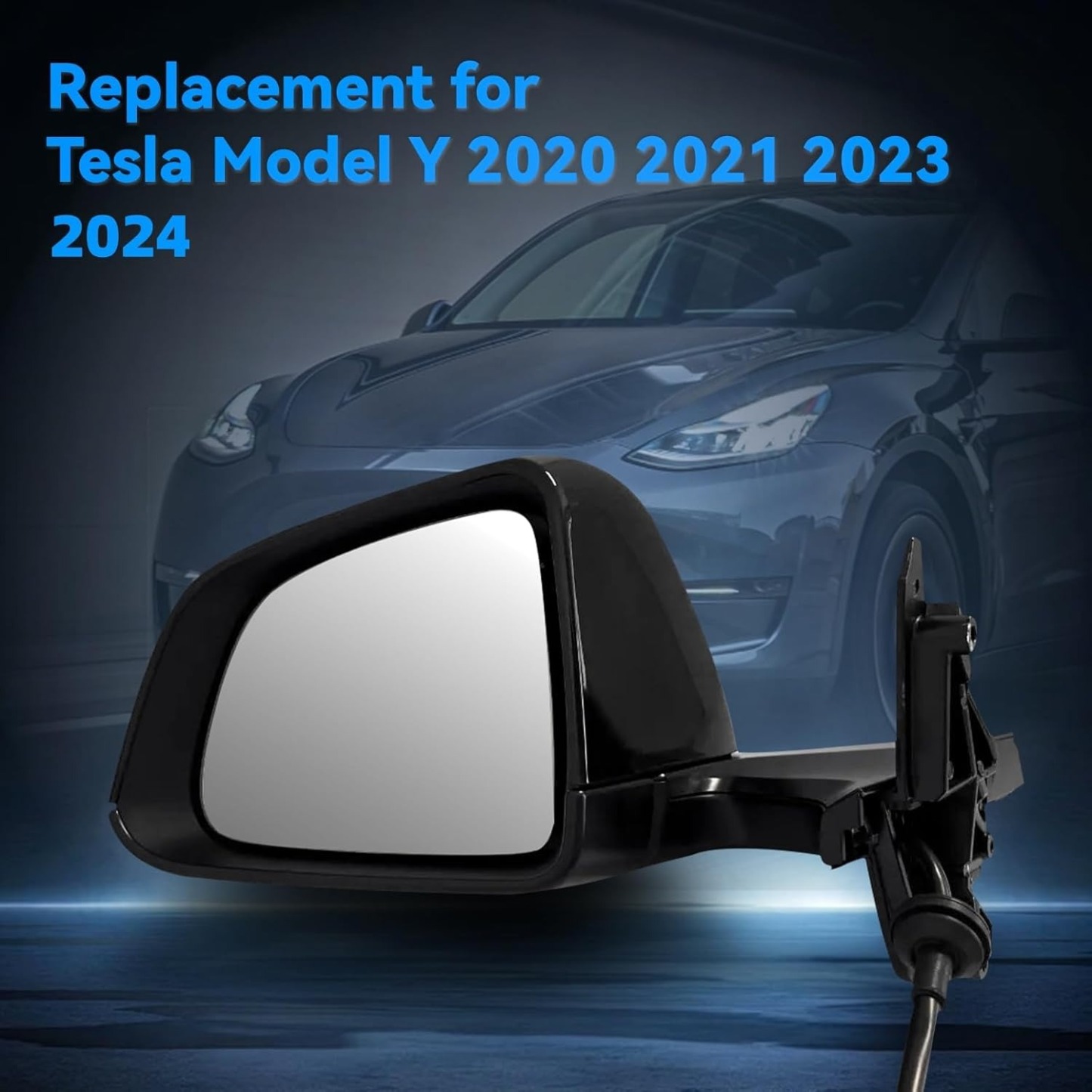 Black Right Driver Side Exterior View Mirror Compatible with Tesla Model Y 2020-2023 with Anti-Glare
