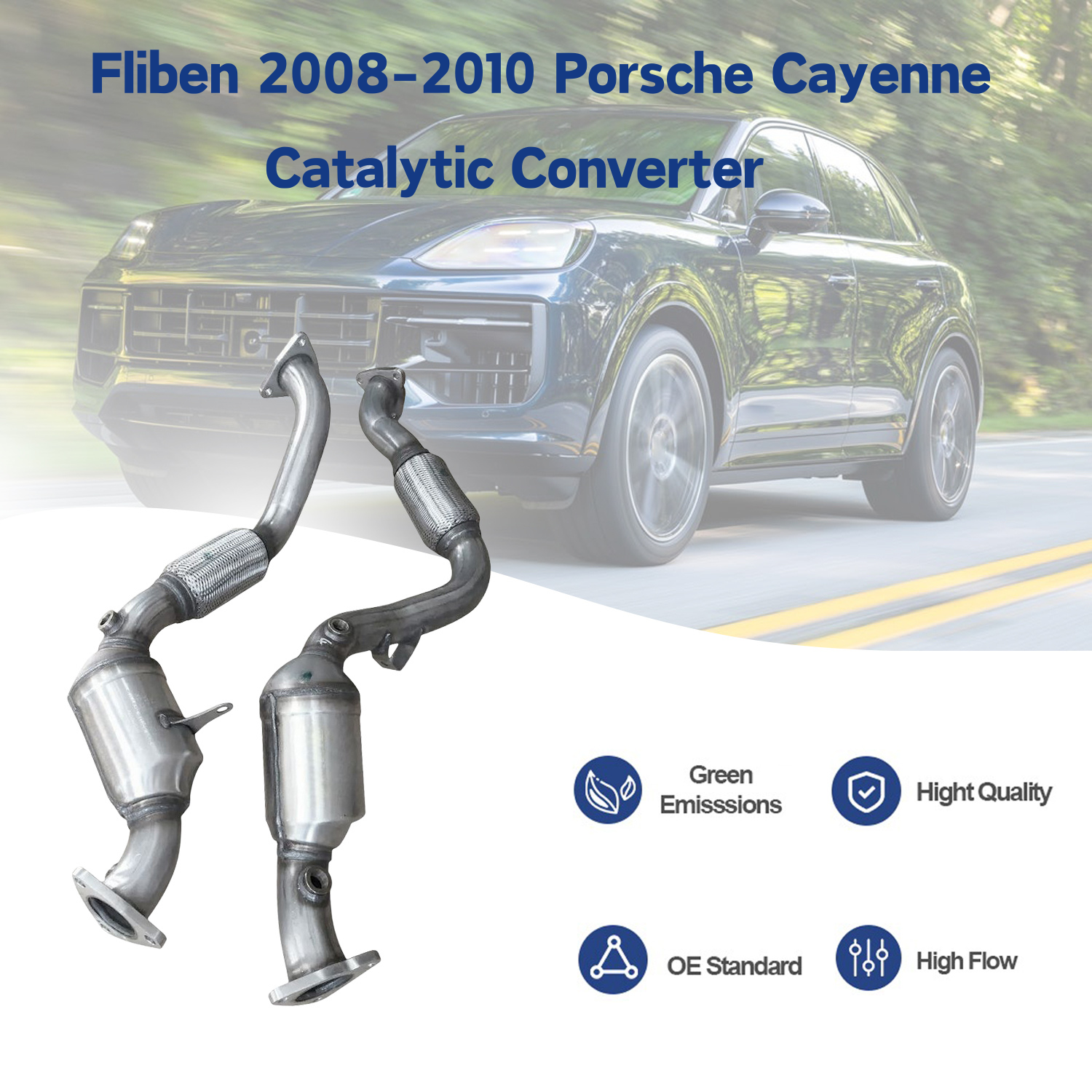 Pair Front Catalytic Converter for 2008-2010  Porsche Cayenne 3.6L V6   #955113034AX