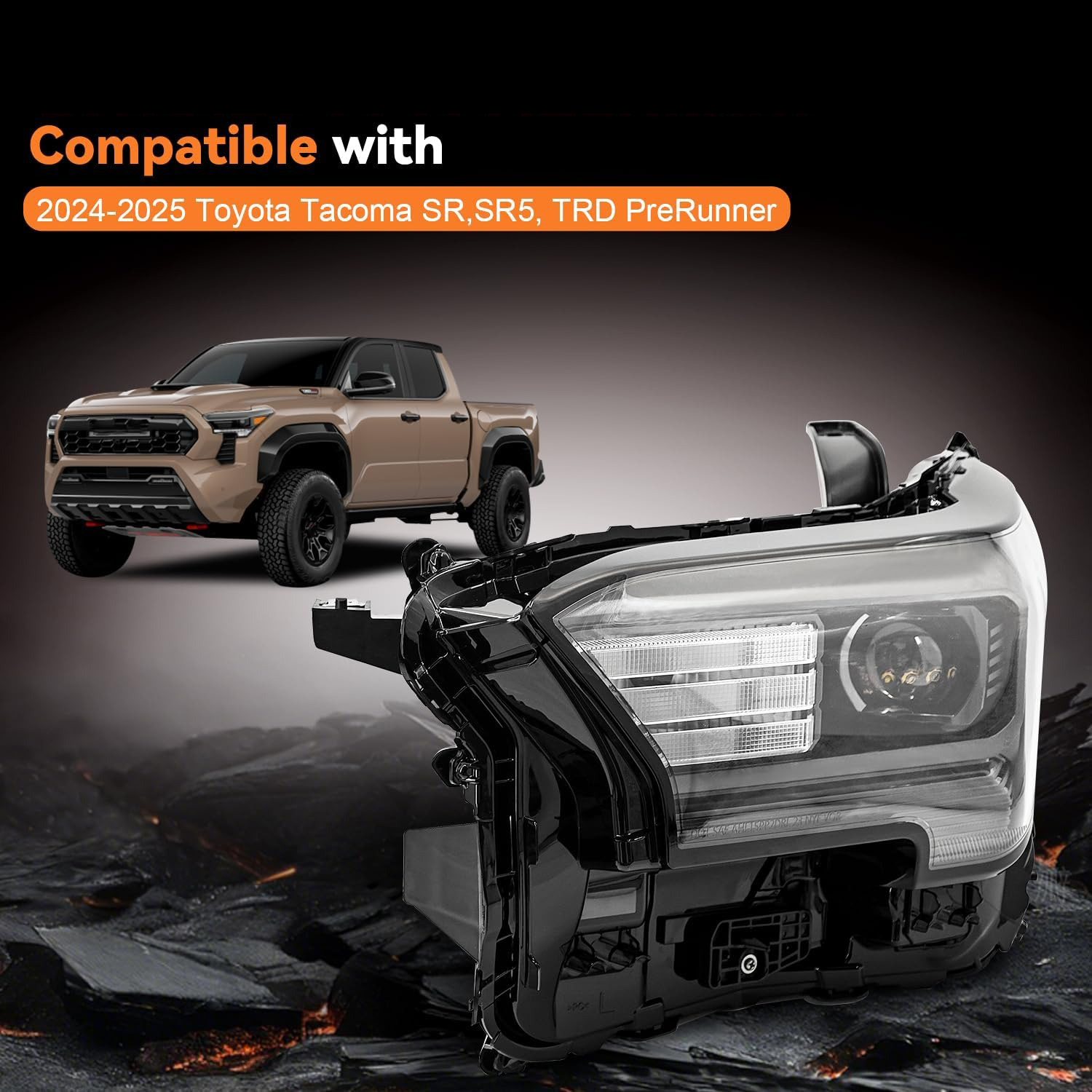 Right Passenger Side Led Lamp Headlight Assembly For 2024-2025 Toyota Tacoma TRD