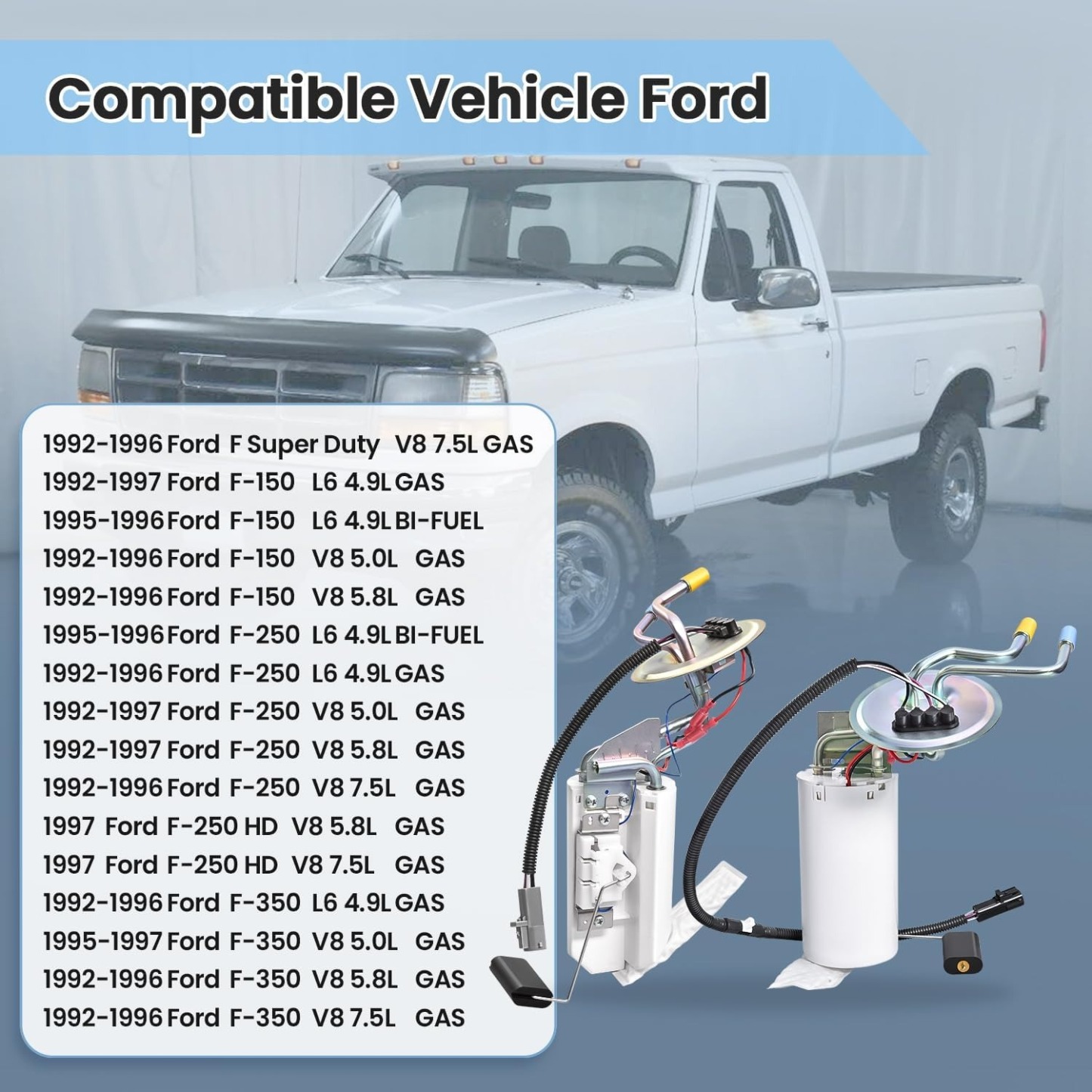 Front & Rear Fuel Pump Assembly Fits 1992-1997 Ford F-150 F-250 F-350 SP2005H SP2007H