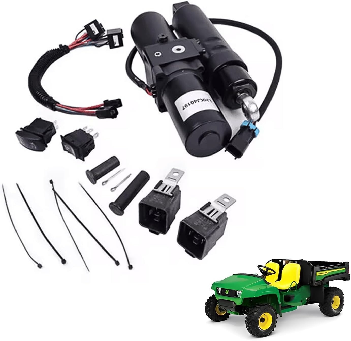 12V Cargo Box Power Lift Actuator Kit w/Switch & Relays for John Deere Gator Gators XUV 825i 855D 865R 865E 855M 855E 835R 835M 835E 825M