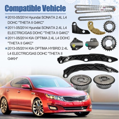24321-2G111 Timing Chain Kit Oil Pump Gear with 2PCS VVT Gear Sprocket Fit for 2010-2014 Hyundai Sonata