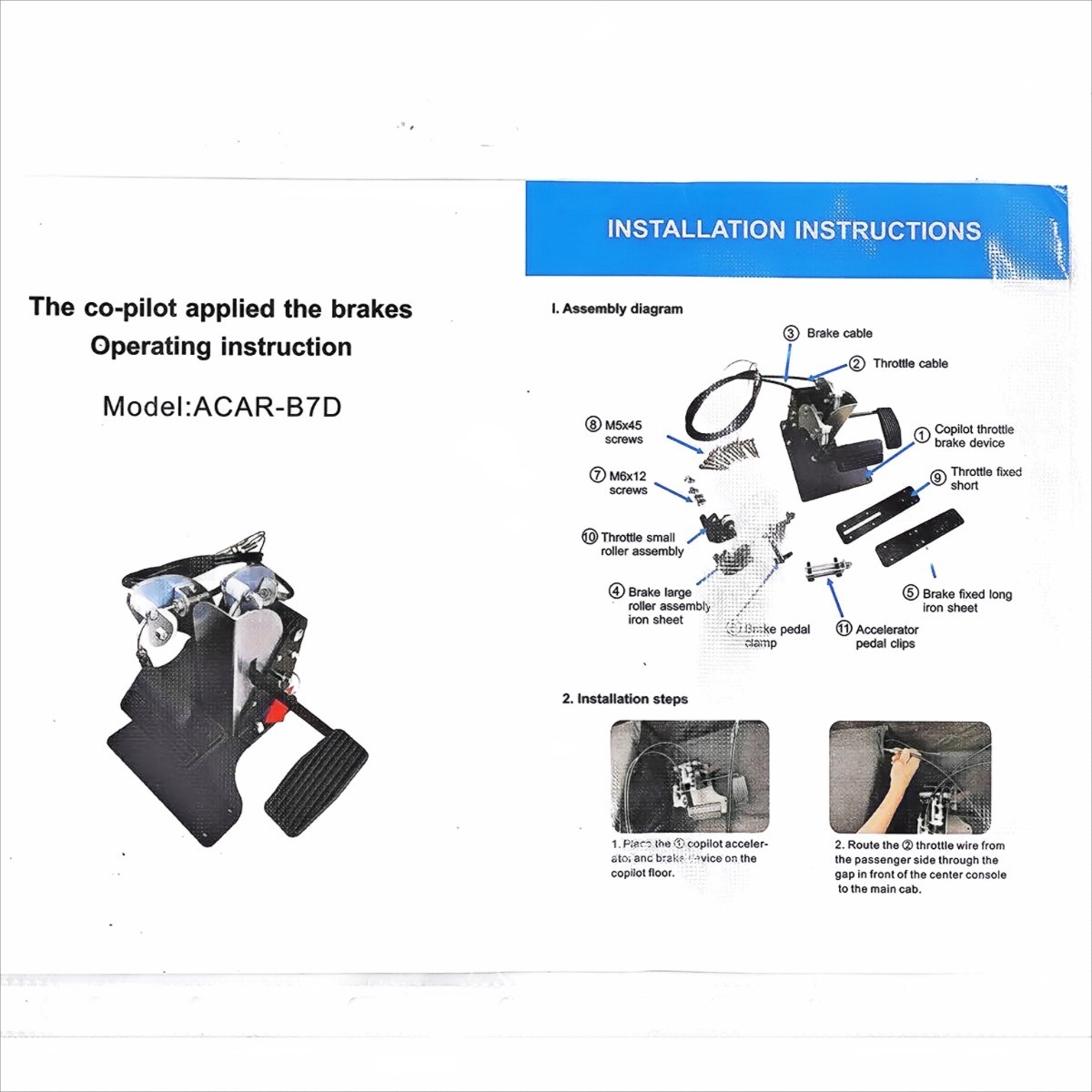 NEW ACAR-B7D Gas and Brake Pedal Dual Control Car Gas pedal To Driver Training Vehicle