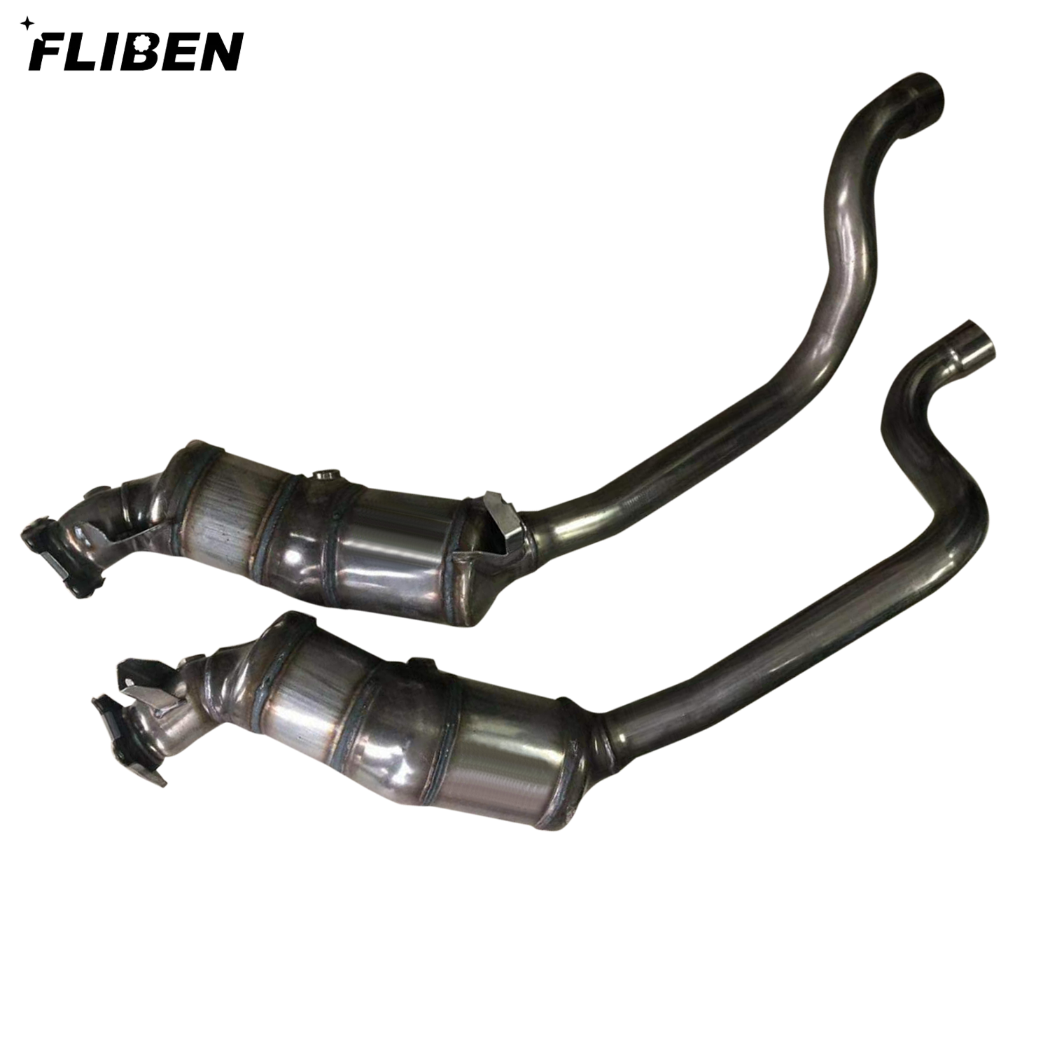 Pair Front Catalytic Converter Exhaust Pipe for Porsche Panamera 3.0L V6 2014-2015 (3.6L V6 2011-2014)