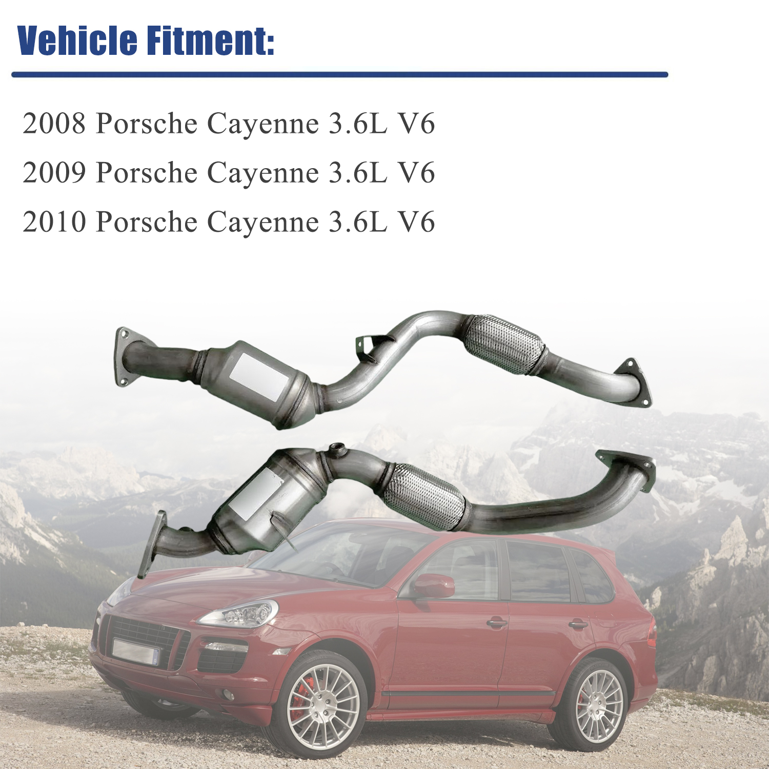 Pair Front Catalytic Converter for 2008-2010  Porsche Cayenne 3.6L V6   #955113034AX