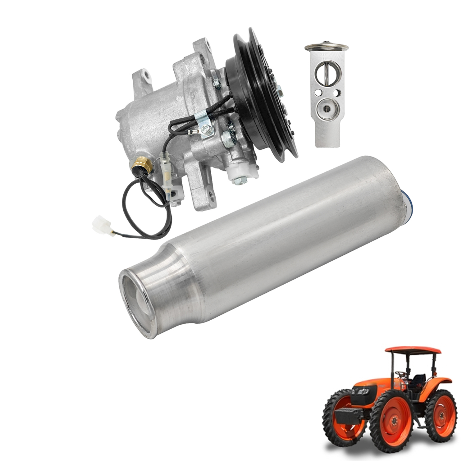 AC Compressor Kit Fit for Kubota Tractor M108S, M5040, M7040, M8540, M9540