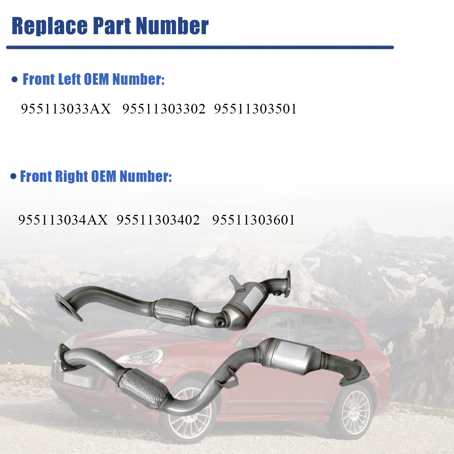 Pair Front Catalytic Converter for 2008-2010  Porsche Cayenne 3.6L V6   #955113034AX