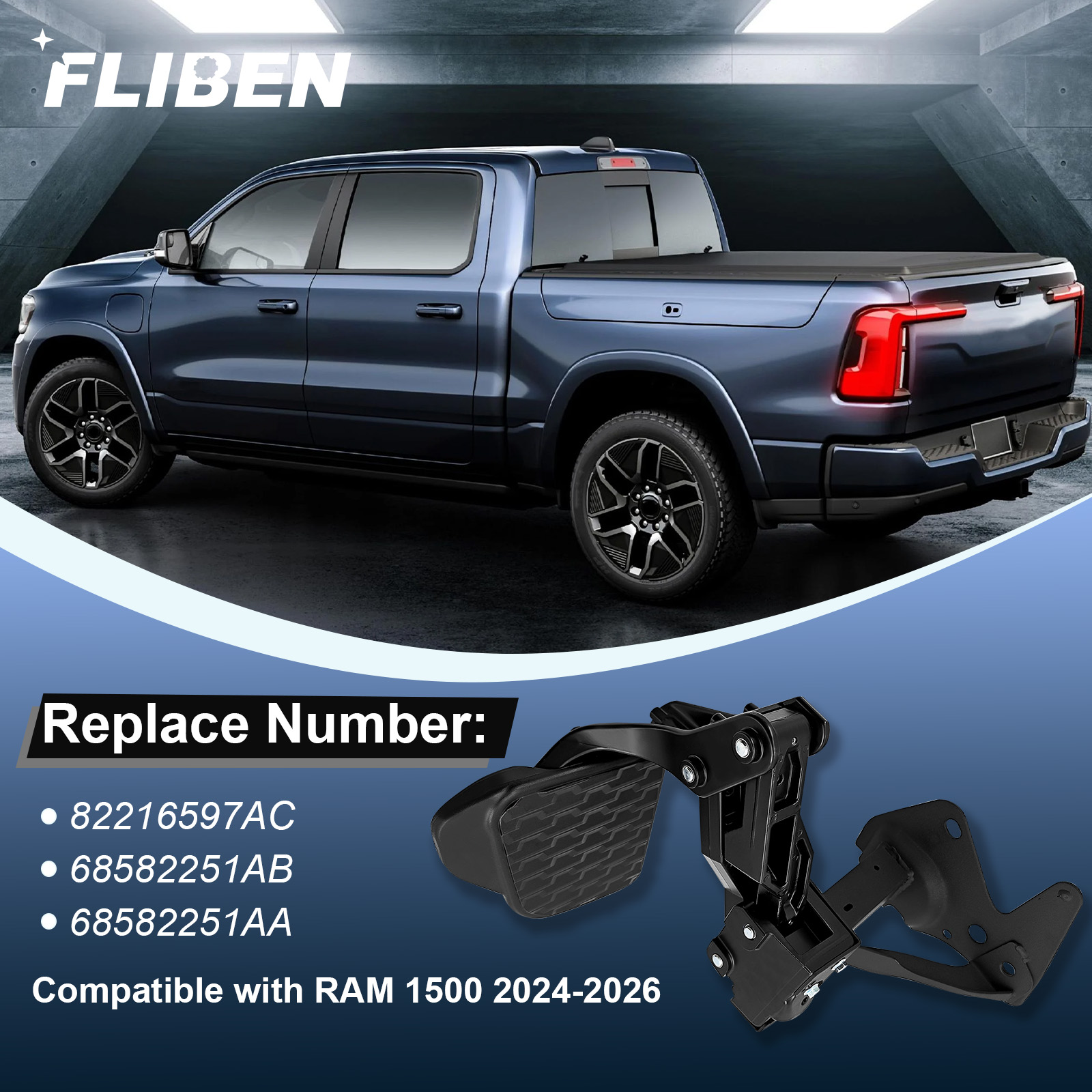 Rear Bed Step Fit for Dodge RAM 1500 2024-2026