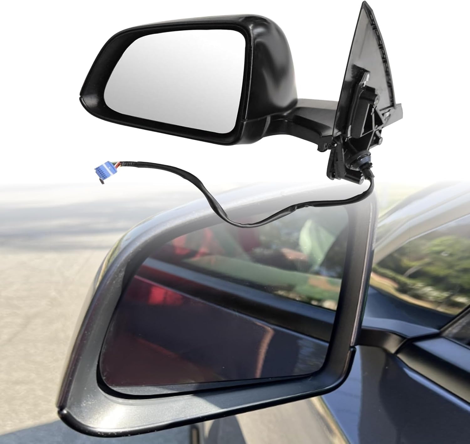 Black Left Driver Side Exterior View Mirror Compatible with Tesla Model Y 2020-2023 with Anti-Glare
